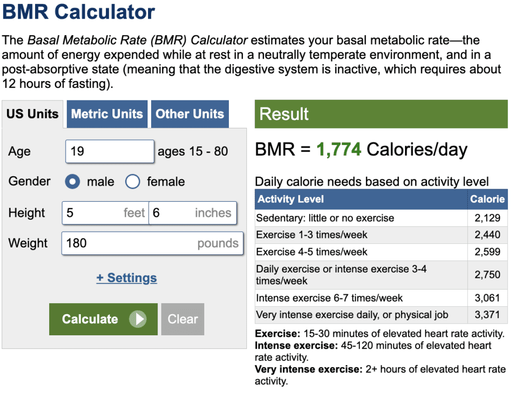 an image of BMR calculator